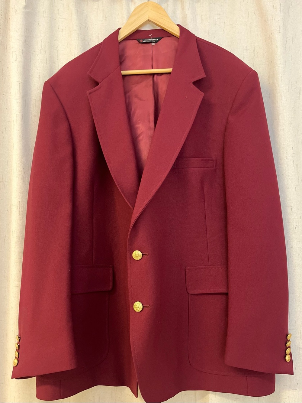 VTG Hardwick Clothes Men's Maroon Red Wool Blazer Jacket USA Made 46R